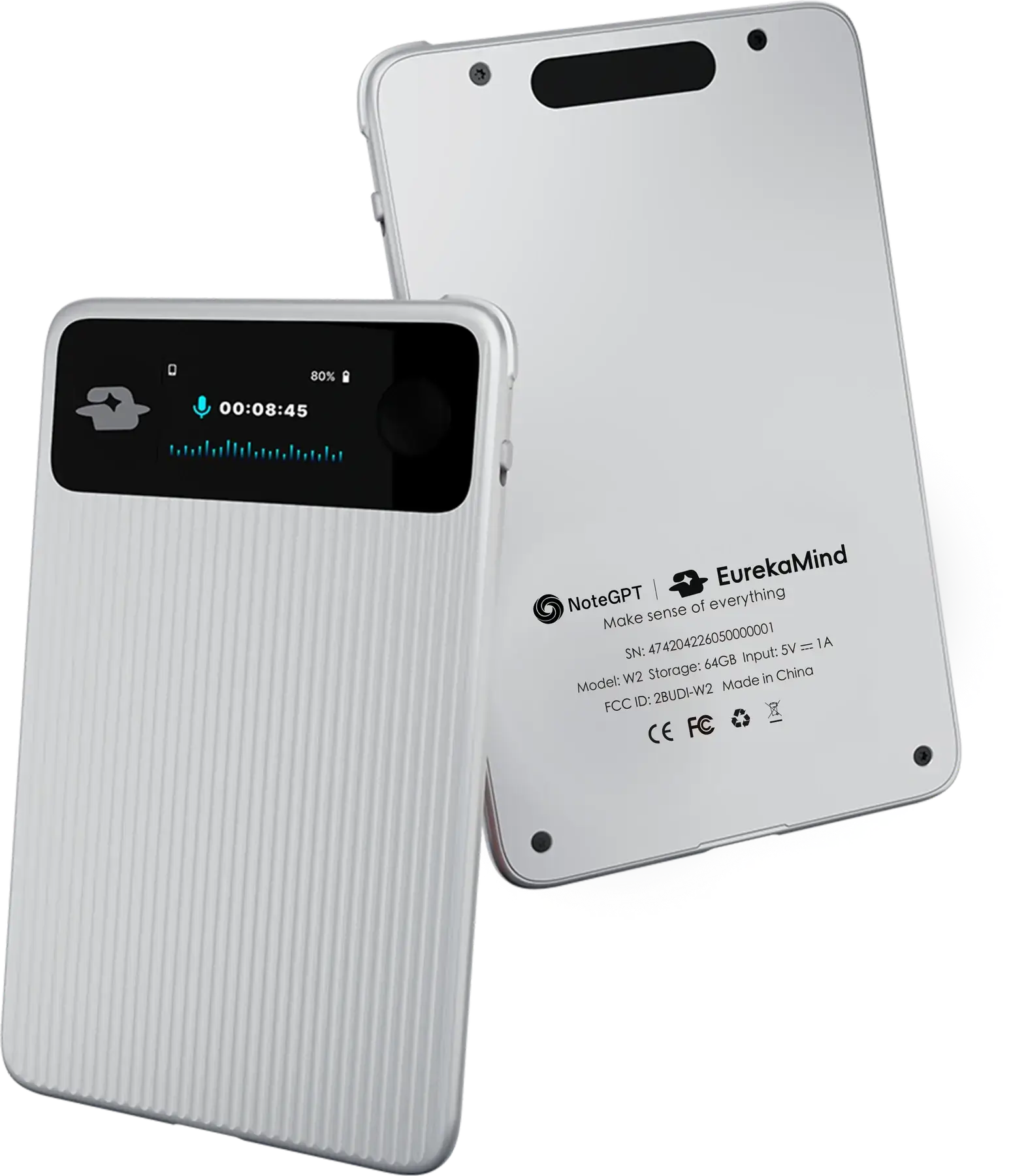 White NoteGPT and EurekaMind co-branded AI note device